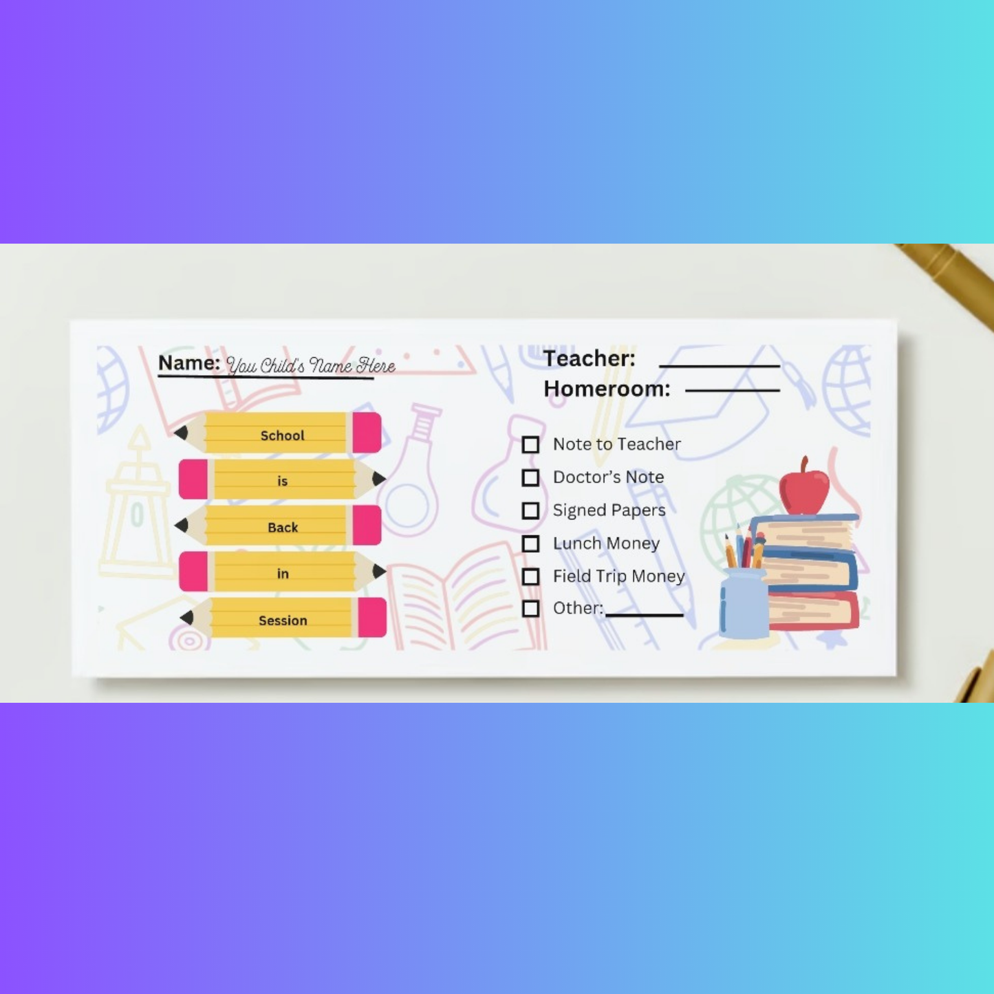 CUSTOM SCHOOL ENVELOPE *EDITABLE DIGITAL DOWNLOAD*